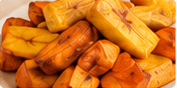 Fried yam and plantain pieces